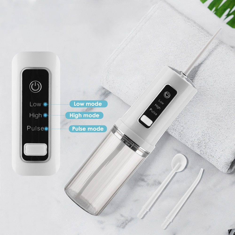 230ML Foldable Oral Irrigator Dental Water Flosser USB Charging 3 Modes Portable Water Jet Irrigation Floss Tooth Cleaner 4 Tips