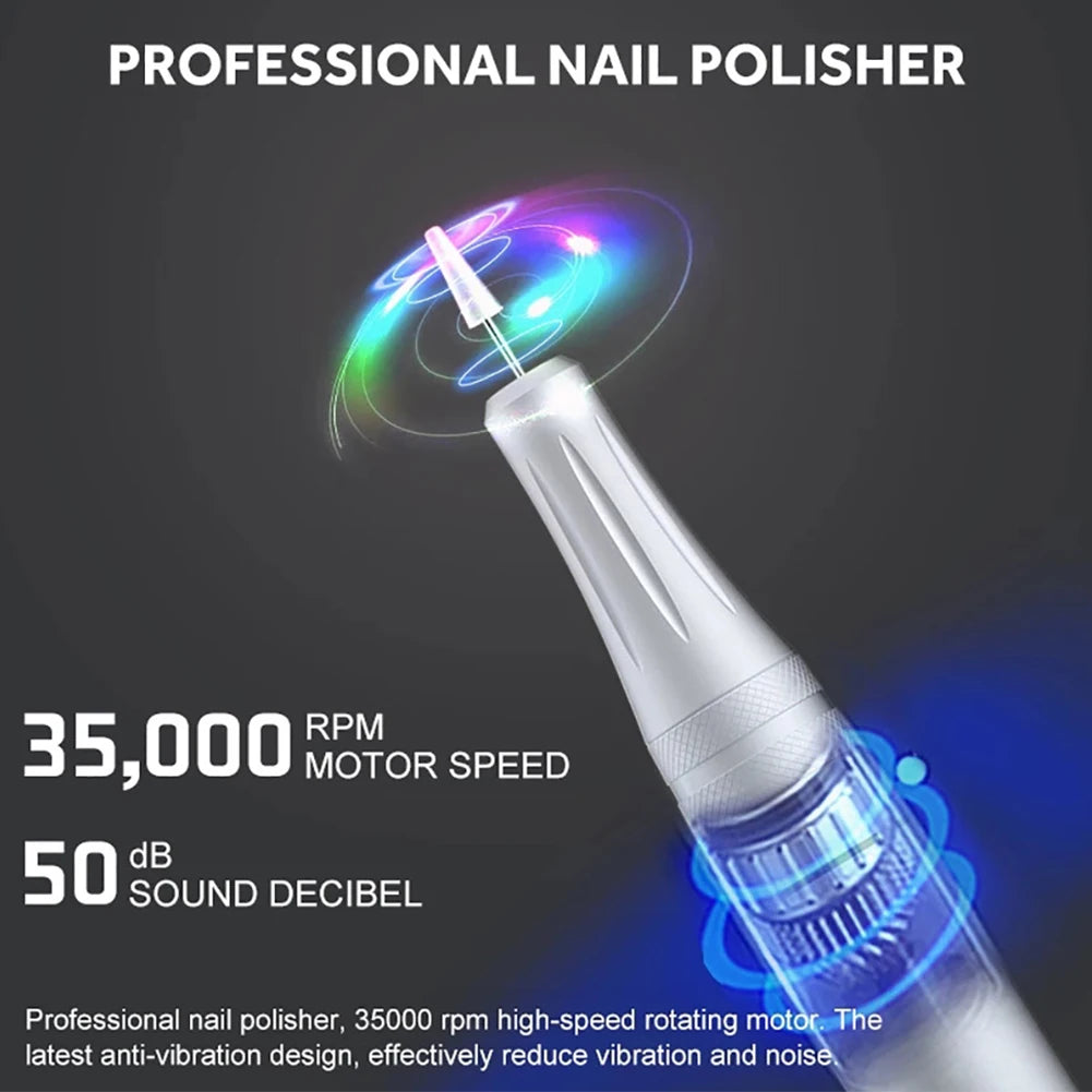 35000 RPM Electric Nail Polish Drill Mini 2 in 1 Electric Nail File With LCD Display USB Charge Professional Tool