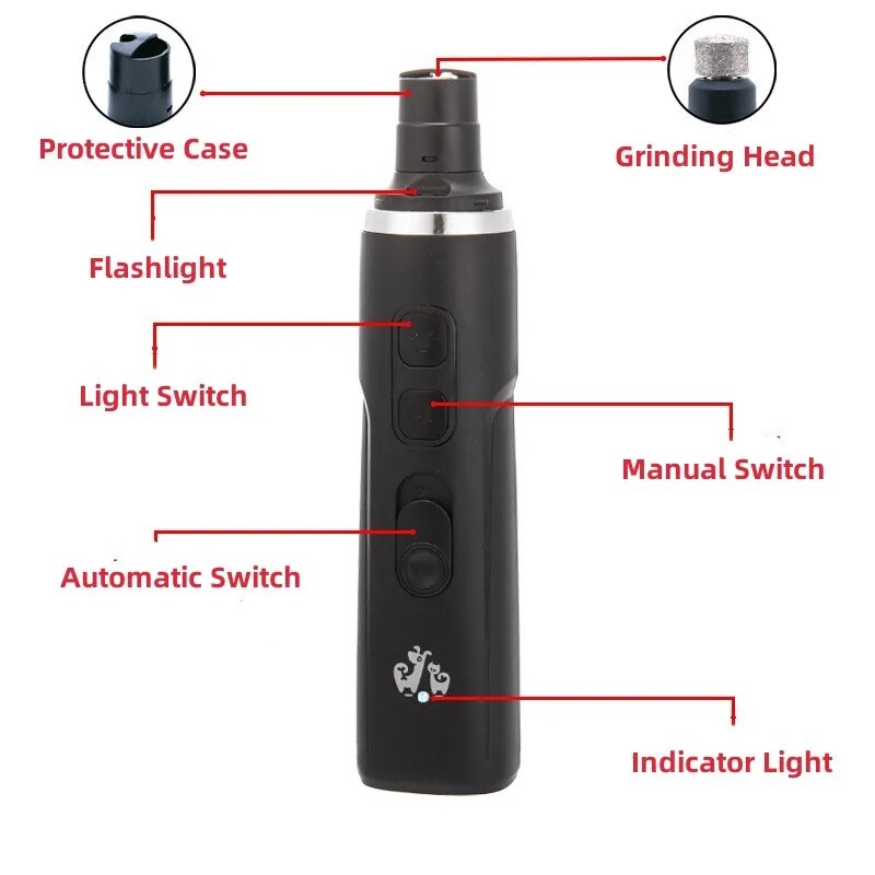Electric Dog Nail Drill for Dog Clippers Rechargeable USB Charging Pet Paws Quiet Nail Grooming Trimmer Tools Universal