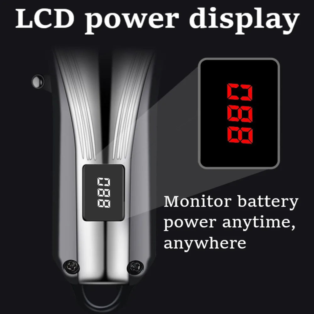 Professional Cordless Hair Clipper Rechargeable Men Hair Trimmer Adjustable Cutting Lever Barber Shop LCD Display