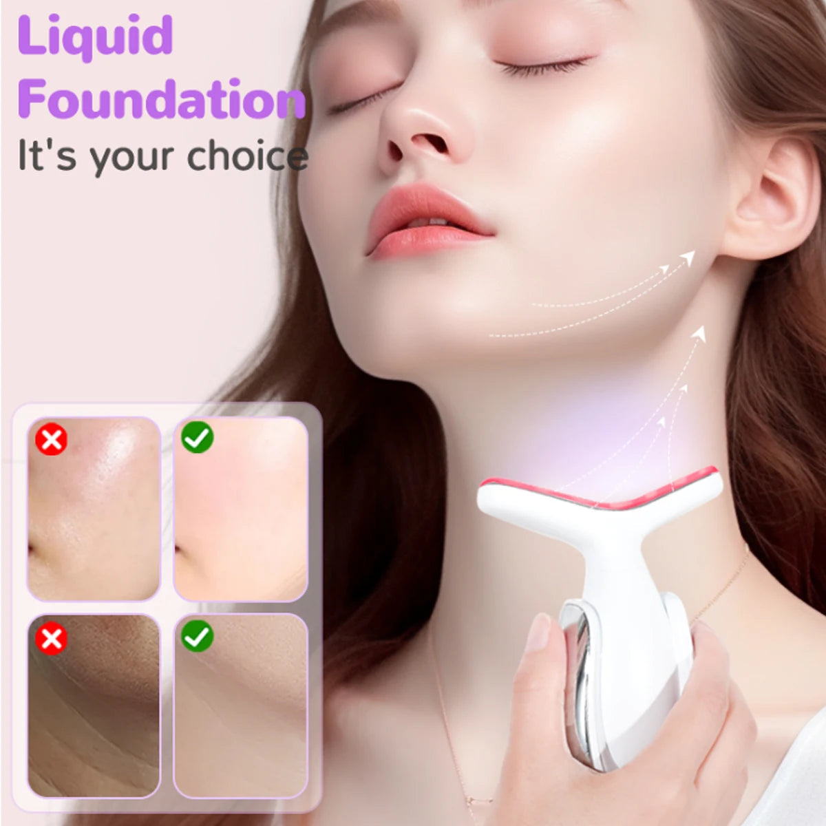 Rechargeable Face and Neck Massager with 7 Colours LED and Heat Mode, Neck and Facial Skin Massage Care Tool