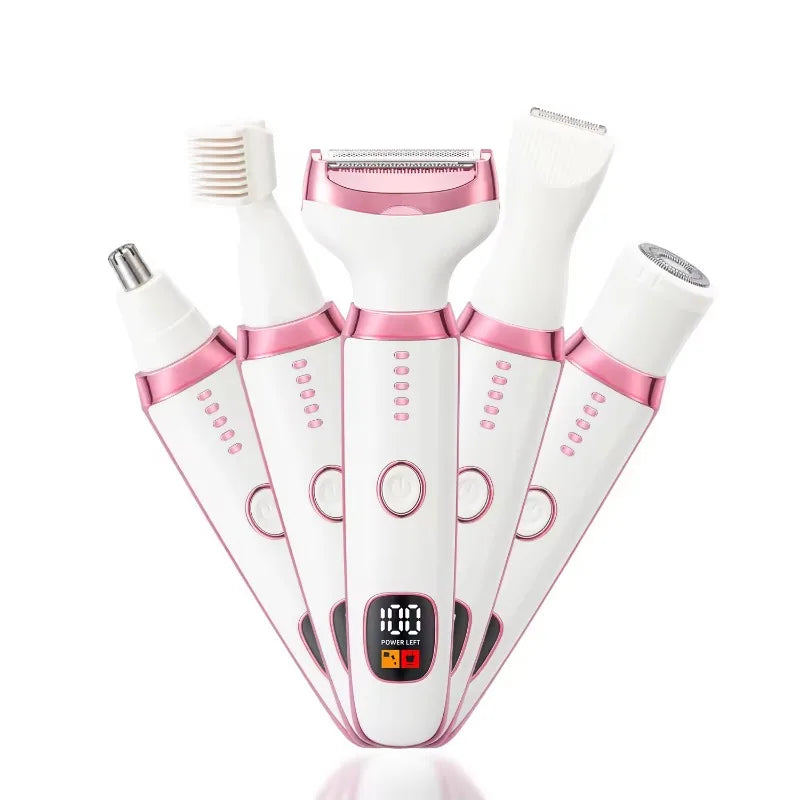 Electric Razor for Women 5 in 1 Rechargeable Painless Body Razors and Facial Hair Remover for Bikini Leg Body Face Underarm