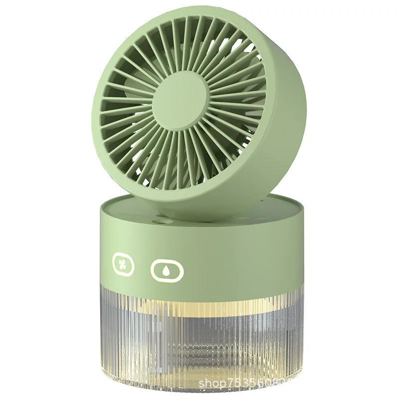 Spray Cooling Fan USB Mini Fan Desktop Turbine Foldable Cold Air Humidification Spray Fan Multifunctional Night Light