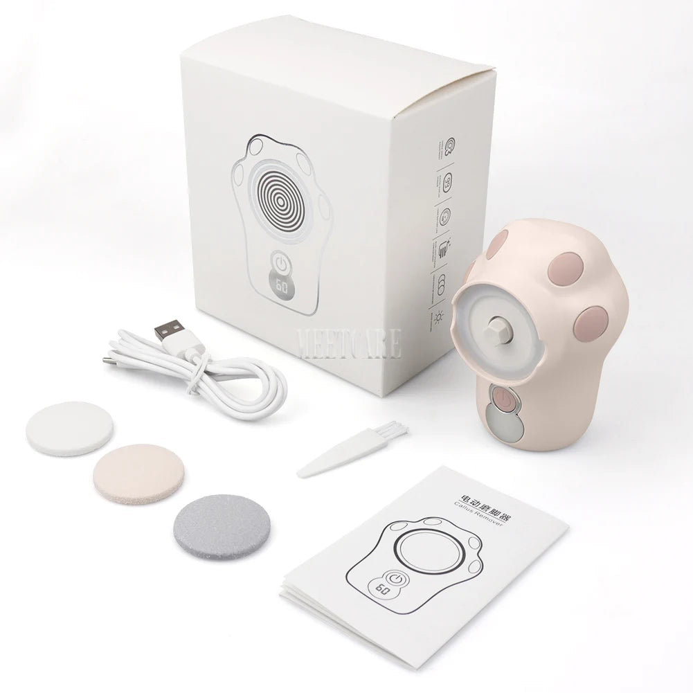 LED Screen Foot Grinder Wireless Dead Skin Callus Remover Mini Foot Drill  1600rpm 2000rpm 2800rpm with 3 Grinding Heads