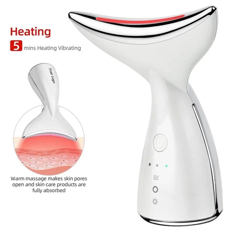 EMS Electric Neck Massager Microcurrent LED Photon Face Firming Rejuvenation Anti Wrinkle Thinng Double Chin Skin Care Device