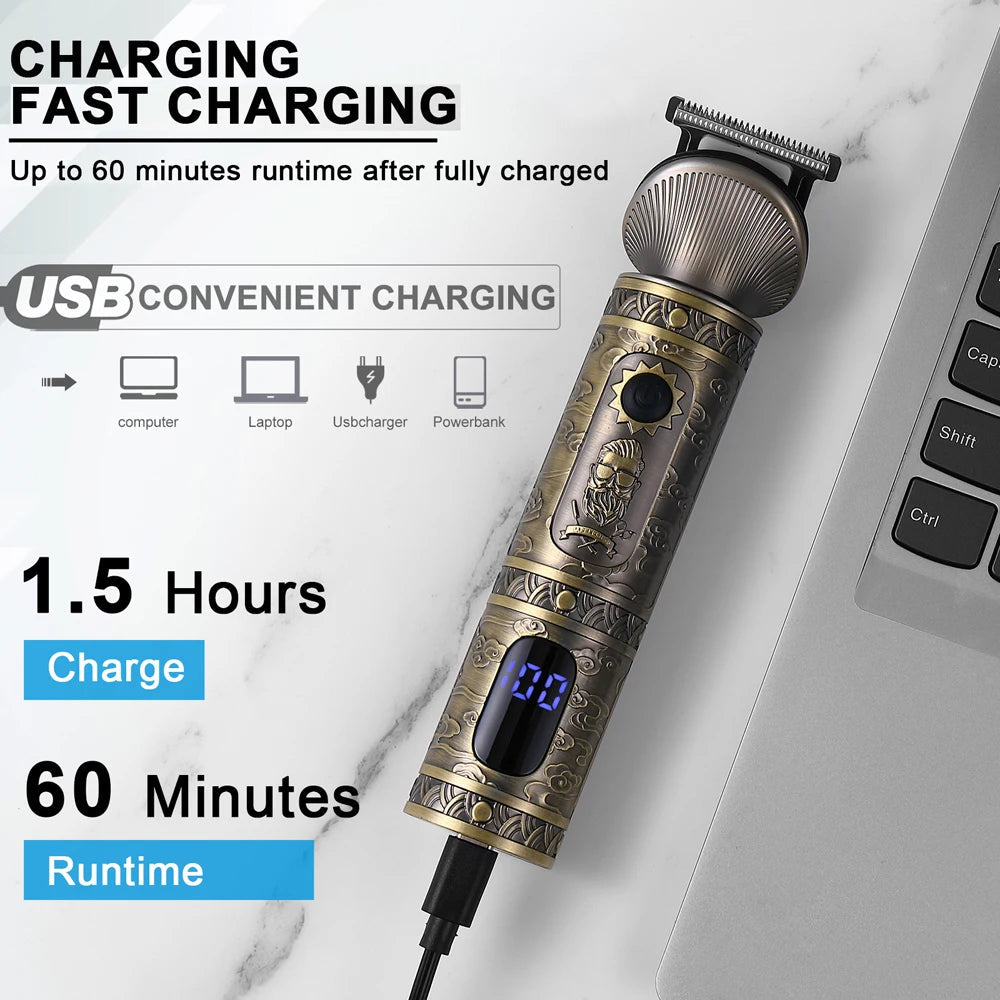 6 In 1 Hair Clipper Sets Fast USB Charging Electric Shaver Washable Blade Professional LCD Display Body Trimmer Home Use Travel