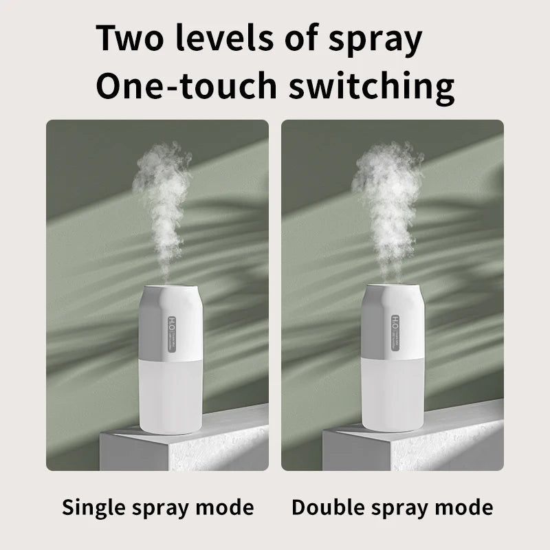 300ml Portable Dual Spray Ultrasonic Air Humidifier 1800mah Rechargeable Mini with LED Night Light USB Silent Car Home