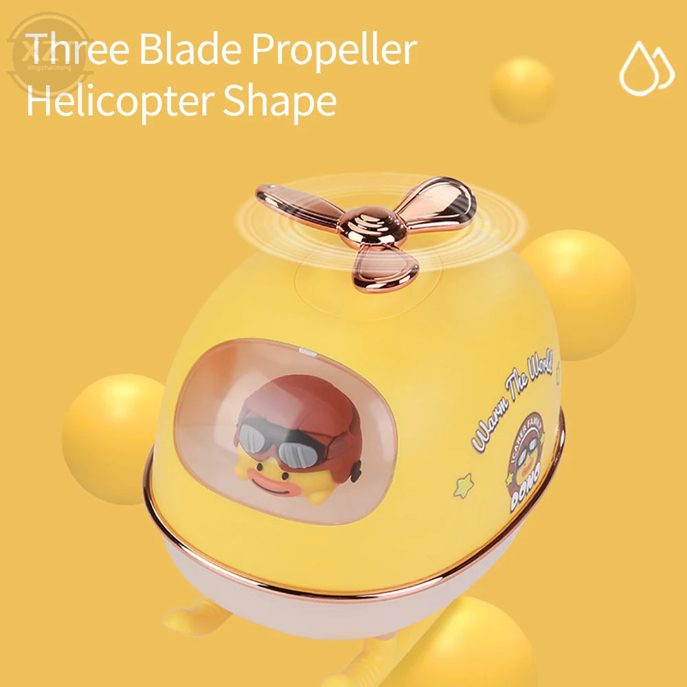 300ml Cute Cartoon Helicopter Aroma Air Humidifier USB Electric Essential Oil Diffuser with Warm Night Light for Car Office Home