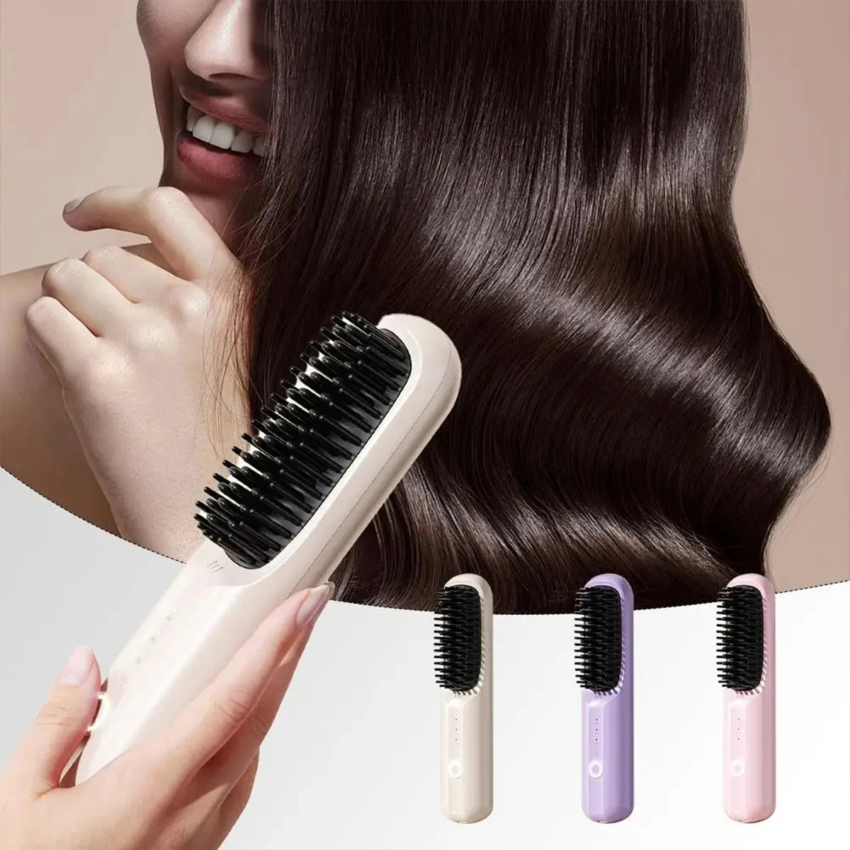 Cordless Straightener Straight Hair Brush Women's Thermal Ion Straightener Travel Adjustable Temperature Ceramic Straightener