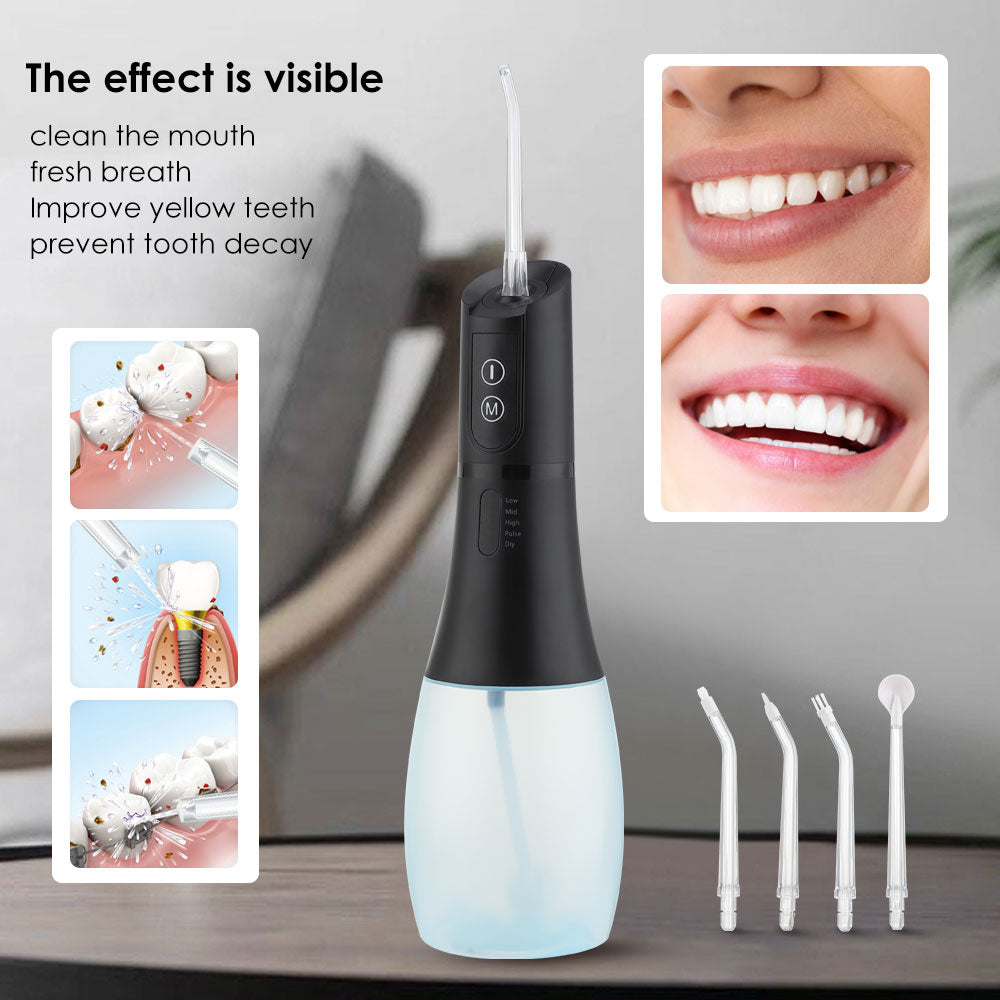 5 Mode Oral Irrigator USB Rechargeable Portable Dental Water Flosser Jet 400ml Water Tank Waterproof Teeth Whitening 6 Jet