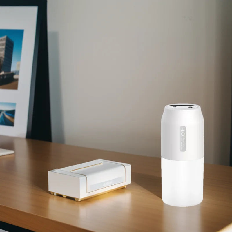 300ml Portable Dual Spray Ultrasonic Air Humidifier 1800mah Rechargeable Mini with LED Night Light USB Silent Car Home
