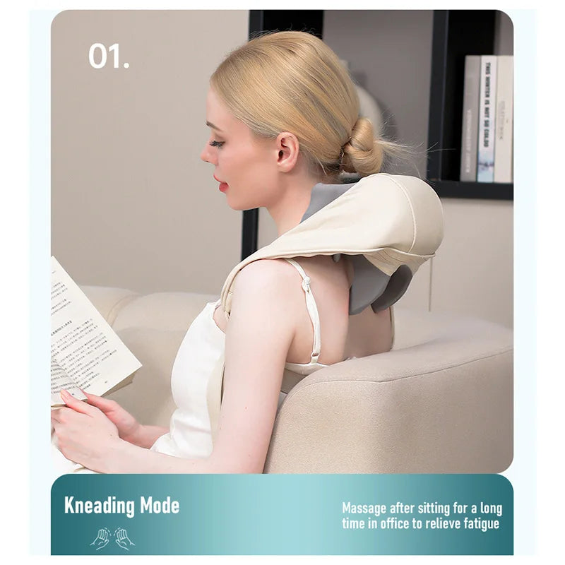 Shiatsu Massage 5D Kneading Shawl Chiropractic Back Massager Neck Shoulder Relax Pain Relief Heating Neck