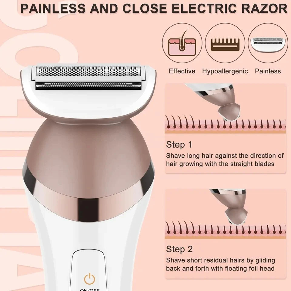 6in1 Set Electric Epilator Women Female Shaver Leg Body Hair Removal Face Lady Razor Bikini Trimmer Facial Hair Remover Wet&Dry