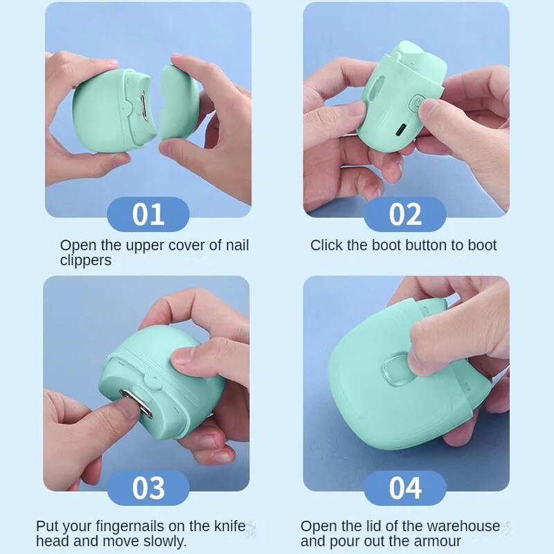 Automatic Electric Nail Clippers USB Rechargeable Nail Trimmer Grinder Clipper Cutter Polishing Tools With Light For Kid Adult