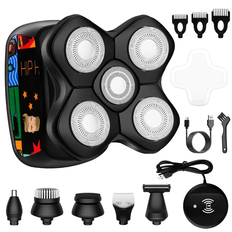 Graffiti Men's Electric Shaver Head Bald Hair Clipper Wireless Charging Men's Razor