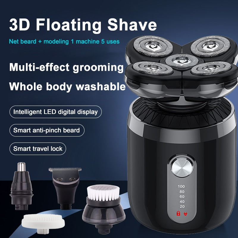 Portable 5 in 1 Men's Electric Shaver Body Trimmer USB Rechargeable Waterproof Mini Shaver Hair Trimmer Nose Hair Trimmer Razor