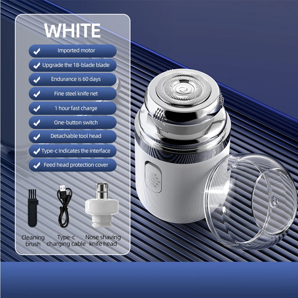 Electric Mini Travel Shaver for Men-Pocket Size Washable Electronic Razor-Mens Rechargeable Portable Cordless Shaving Face Beard