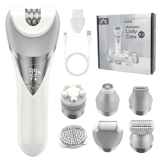 Razor for Women 7 in 1 Painless Wet & Dry Women Shaver for Arm Underarm Bikini Legs Replaceable Heads USB Charging