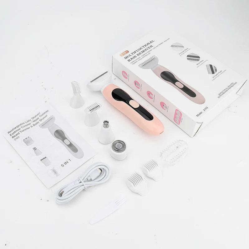 Multifunctional 4-in-1 Women's Shaving Set Electric Hair Removal Device Fine Carving Shaving Machine Nose Hair Device