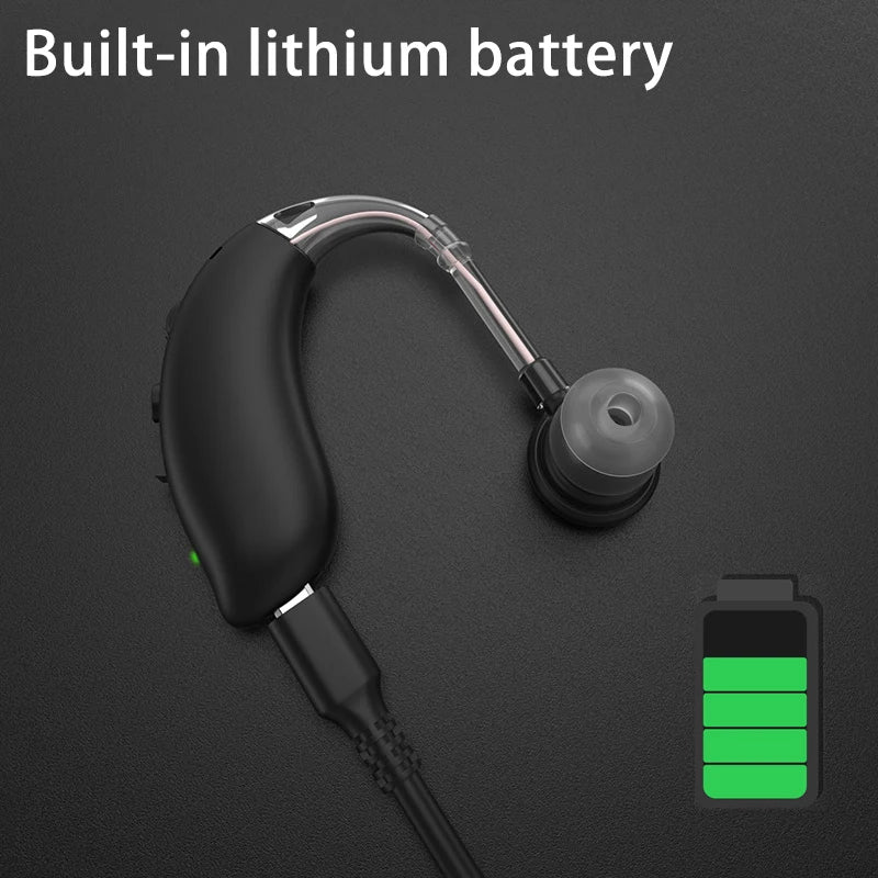 Rechargeable USB Hearing Aid Behind the Ear Sound Amplifier Elderly Noise Cancelling Deaf Care