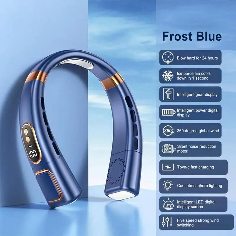 Portable Hanging Neck Fan 4000 MAh Battery Below 40 DB Rechargeable Outdoor Home Camping Mini Fan  Brushless Motor Neckband Fan