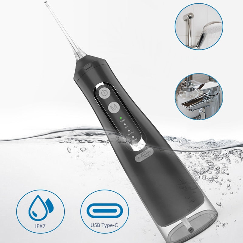 310ml Oral Irrigator Dental Portable Water Flosser USB Rechargeable 4 Modes IPX7 Water Jet Floss Pick for Cleaning Teeth 4Nozzle