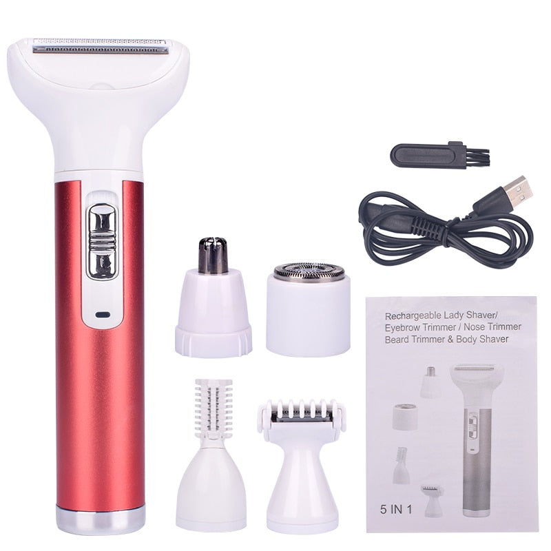 5 in 1 Women Epilator Female Eyebrow Trimmer Lady Shaver For Hair Removal Shaving Machine Face Leg depilator Bikini Depilatory