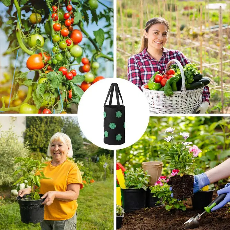 Strawberry Grow Bag Hanging Plant Bag 12 Multi Port Impermeable Strawberry Vanilla Tree Planting Bag Gardening Seedlings Growing