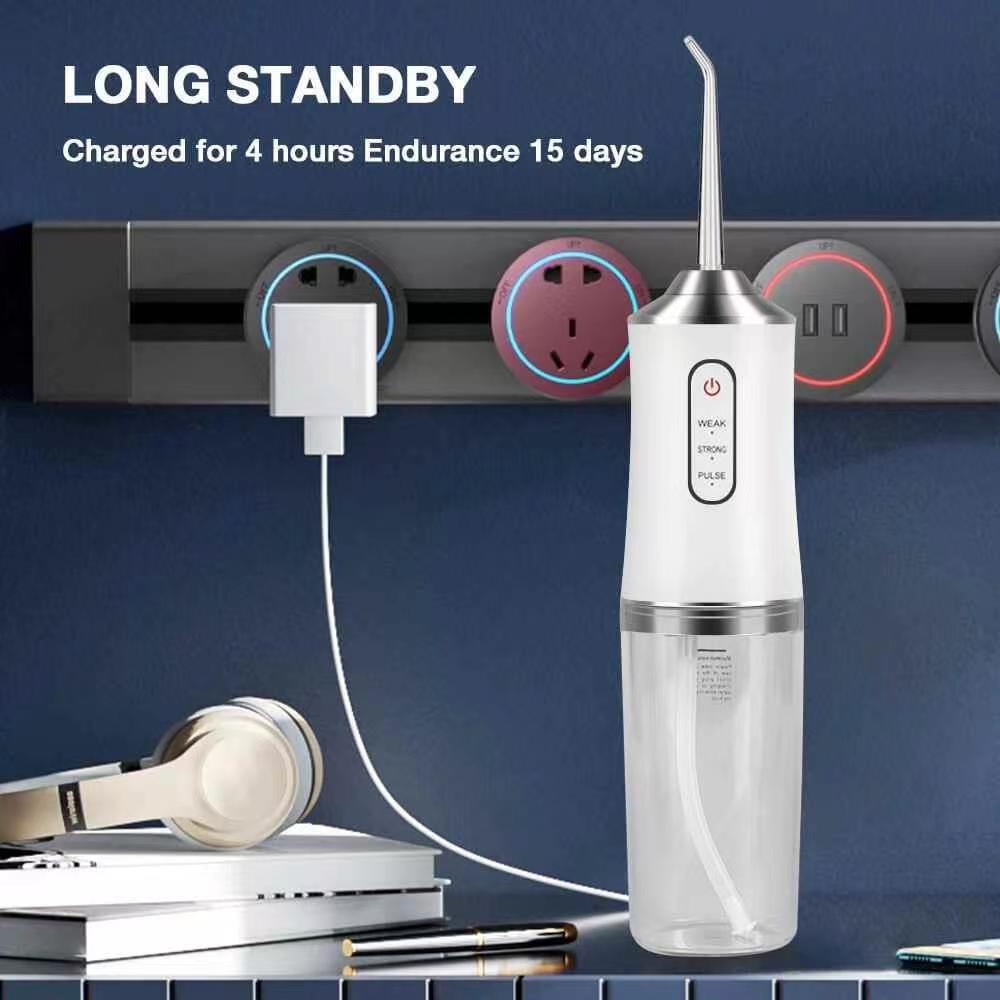 Portable Dental Irrigator Water Jet Flosser USB Rechargeable 3Mode Oral Irrigator Water Jet Floss Pick 220ml for Teeth Whitening