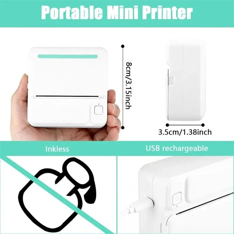 MINI Print Portable Thermal Printer Photo Pocket Thermal Label Printer 58mm Printing Wireless Bluetooth Android IOS