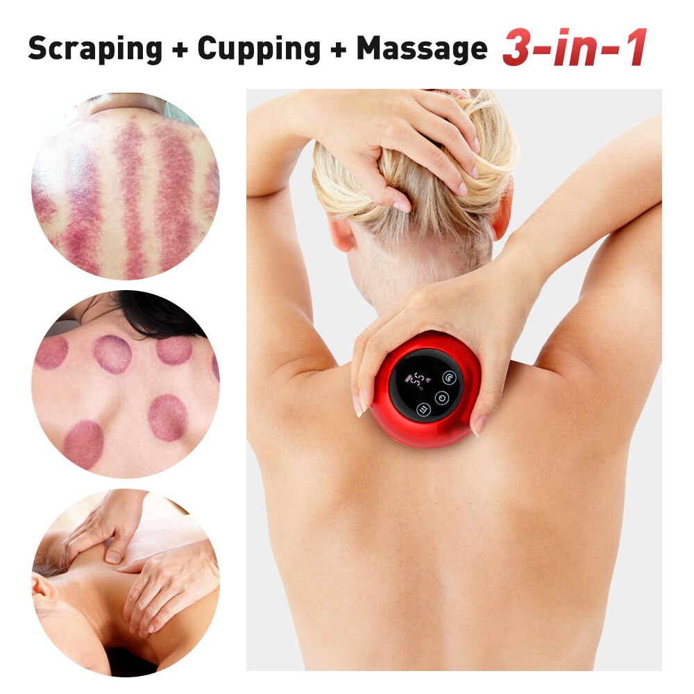 Electric Cupping Massager Vacuum Suction Cups Red Light Anti Cellulite Guasha Scraping Fat Burner Slimming