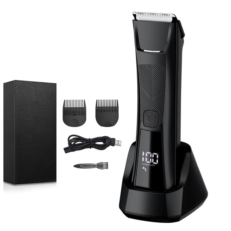 Body Hair Trimmer for Men Groin  Electric Manscaper Pubic Hair Remover Epilator Chest Grooming Clippers Waterproof Men's Shaver