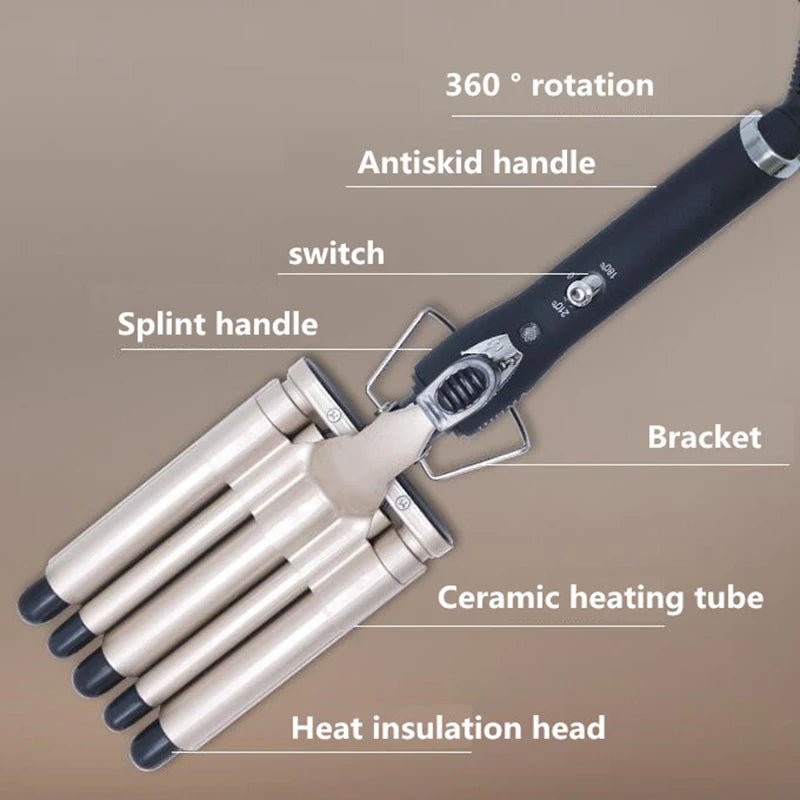 Hair Curling Iron Ceramic Crimpers Wavers Curler Wand Fast Heating five Barrels Hair Waver Tools