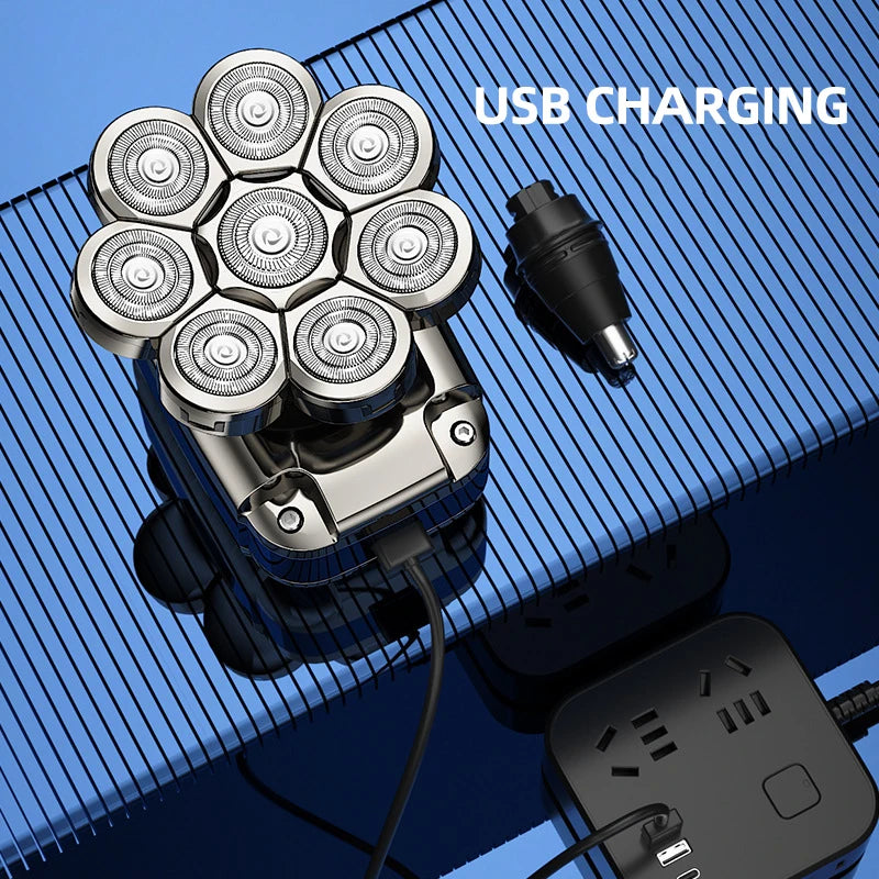 8D Men's Electric Shaver Wet Dry Beard Hair Trimmer Electric Razor  Personal Rechargeable Bald Head Shaving Machine LCD Display