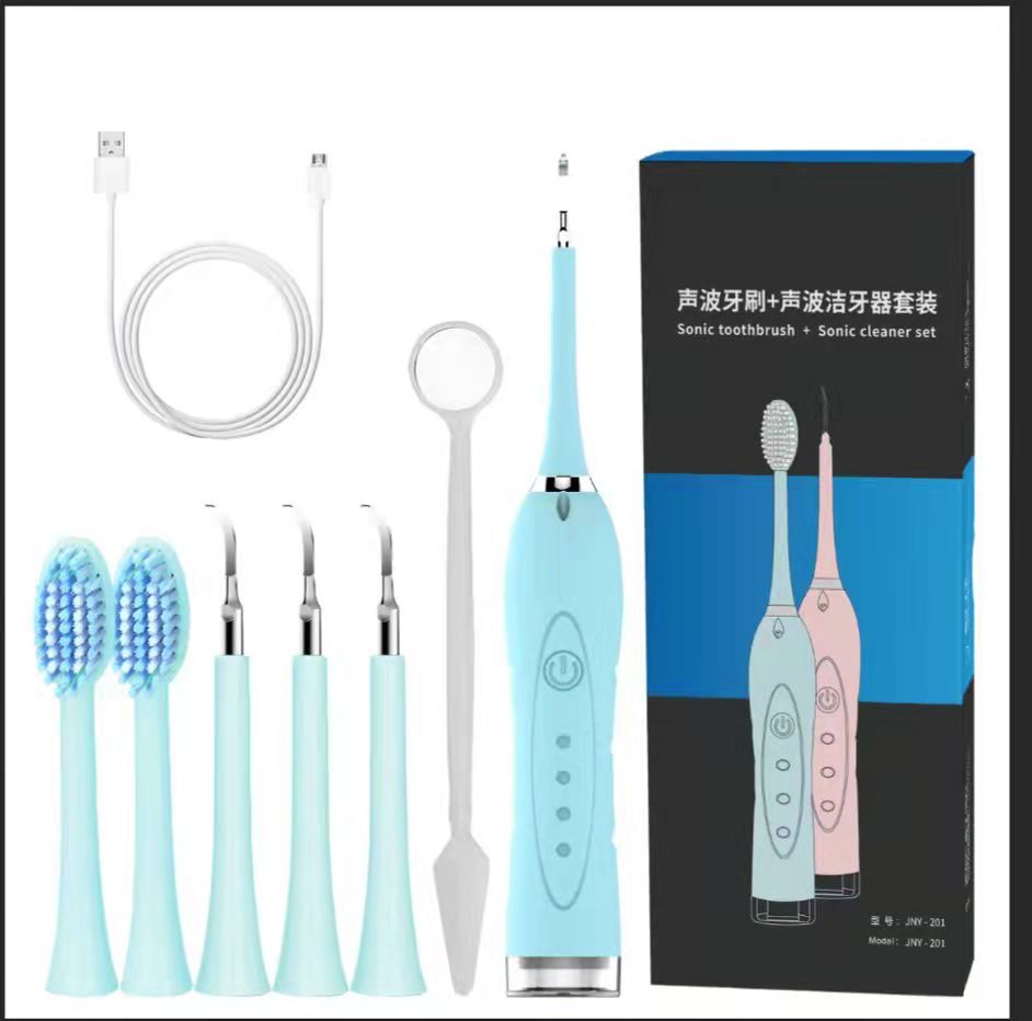 7 in1 Electric Teeth Cleaner Sonic Toothbrush USB Portable Dental Scaler Calculus Tartar Remover Tips Waterproof Household