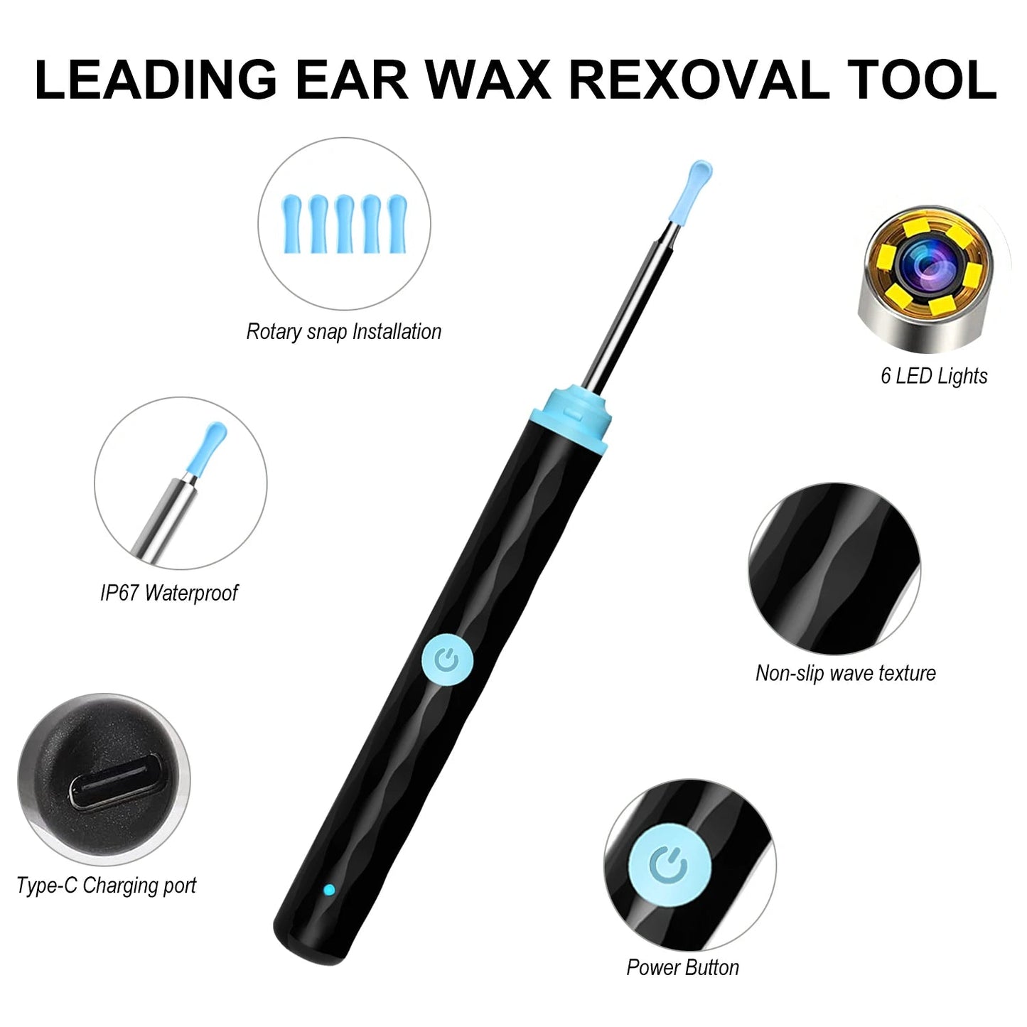 Wireless Smart Visual Ear Cleaner Otoscope WiFi Luminous Earpick Ear Wax Removal Tool With Camera Ear Endoscope Ear Wax Remover