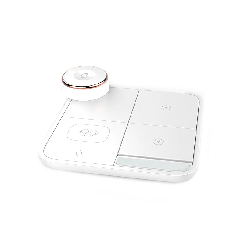 Convenient 4 In 1 Fast Wireless Charging Dock For Qi-Enabled Devices Earbuds Wireless Charger With LED Light