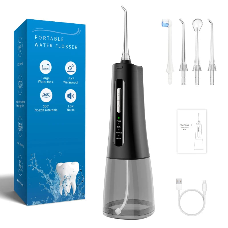 Teeth Water Pick Ultrasonic Cleanser 300ml Water Tank 4 Jet Tip Tooth Beauty Health Irrigator Dental Water Flosser for Teeth