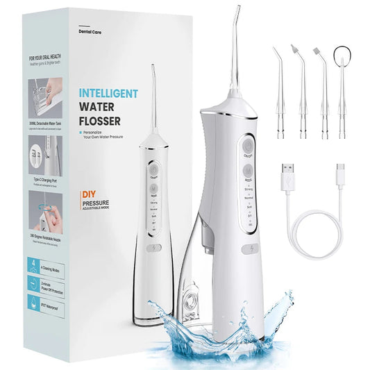 Oral Irrigator Tooth Scaler 4-speed Adjustment Water Flosser Portable Dental Water Jet IPX7 Waterproof Teeth Cleaner