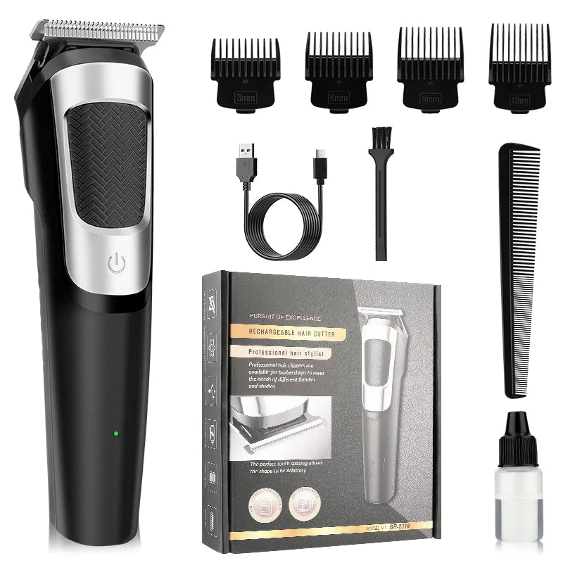 Professional Men's Hair Clipper Retro Oil Head Hair Cutting Gallery Carving Pusher USB Hairdresser for Men Barber