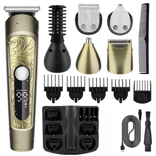 6 in 1 Multi-functional Waterproof Hair Clipper Ears Nose Hair Trimmer Electric Shaver Men's Grooming Tools
