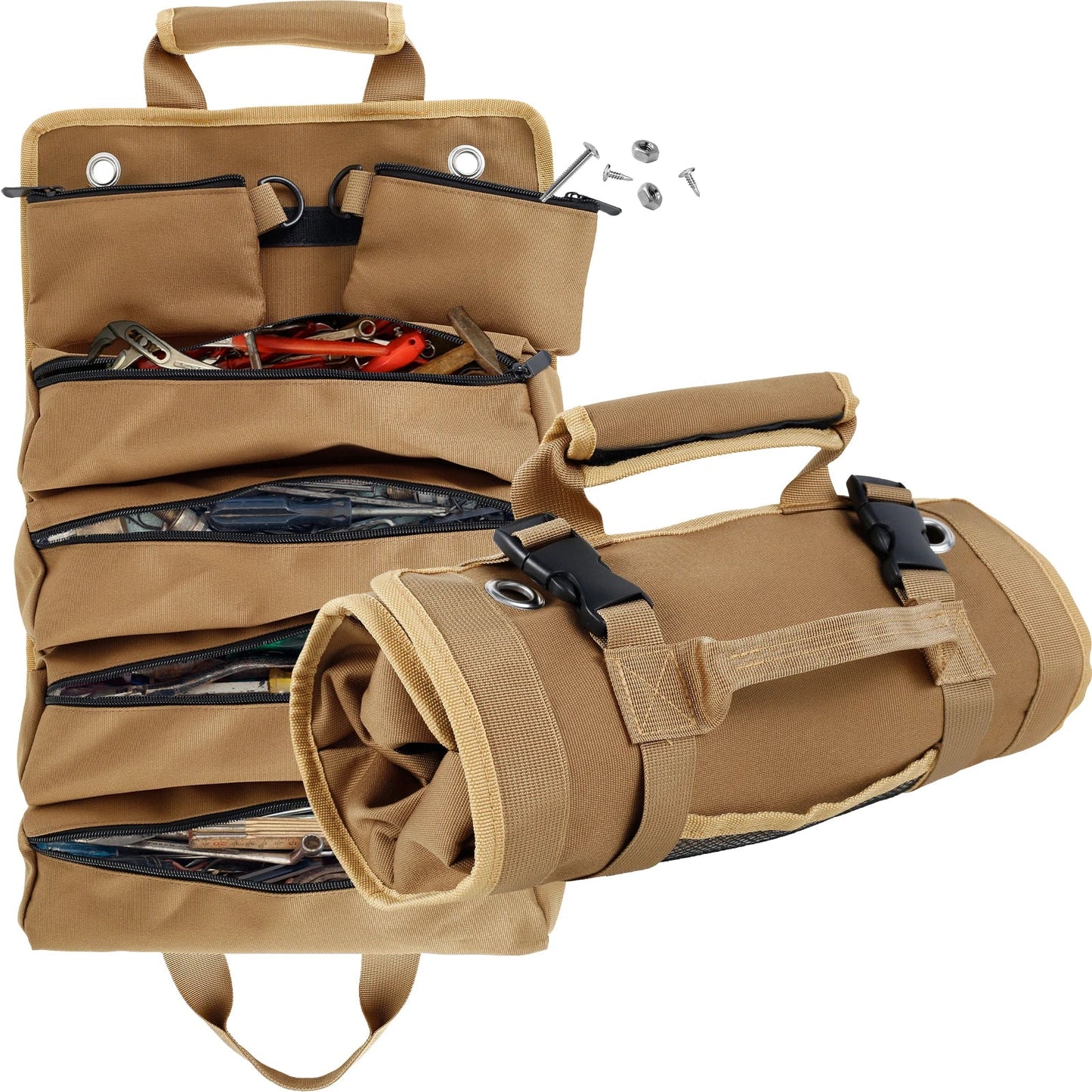 Multi-Purpose Tool Bag Roll Up Tool Bag Oxford Cloth Heavy Duty Tool Pouch Roll UP Portable Small Tools Organizer Bag