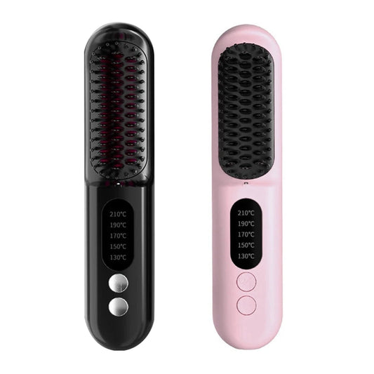 Wireless Hair Straightener Brush Fast Heated Straightener Brush Negative Ions Hair Curler Portable Heating Comb