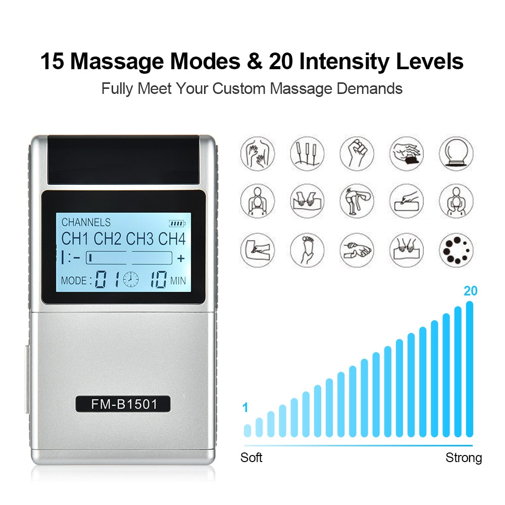 15 Mode Electric Tens Muscle Stimulator Ems Acupuncture Body Massage Digital Machine Electrostimulator Body Care Massage