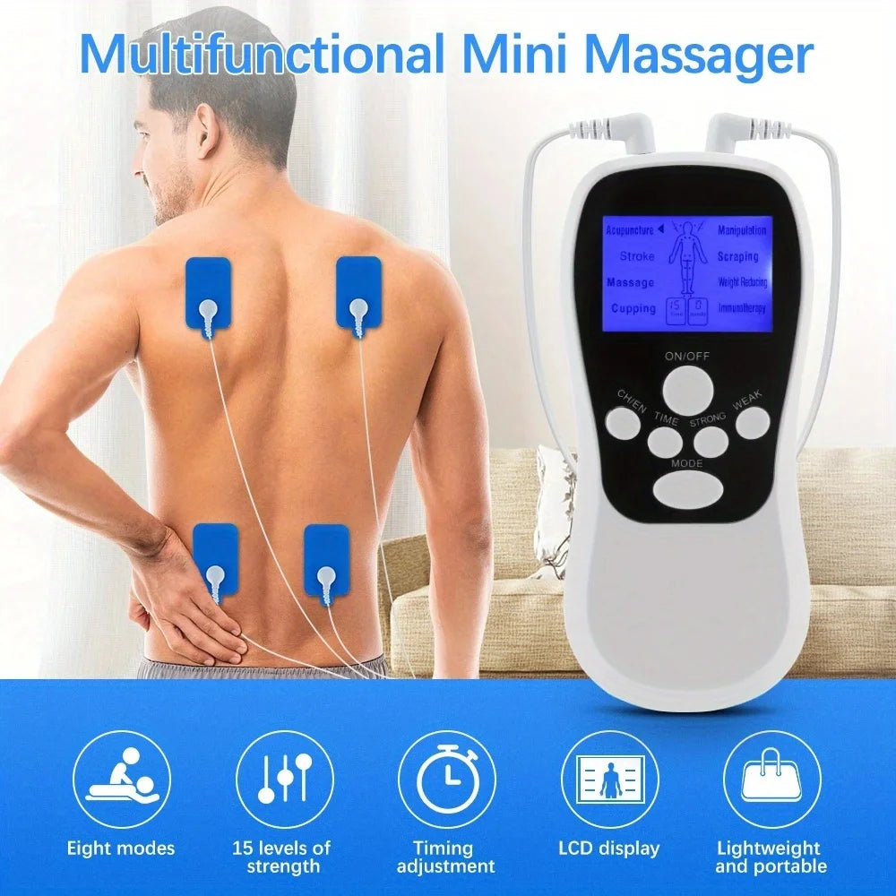 Electric Professional Muscle Stimulator Physiotherapy 8 Modes EMS Unit Machine Electrostimulator Pulse Body Massager Pads