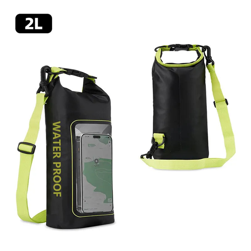 2L Swimming Dry Bag Touch Screen Outdoor Waterproof Shoulder Kayak Trekking Beach Drifting PVC Pack Rafting Surfing Boating Bag
