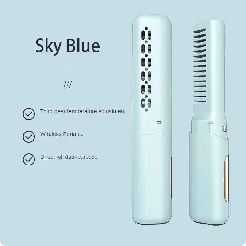 Cordless Compact Hair Straightening Brush Automatic Power Off Protection Portable A Smooth Comb Not Harmful To Hair Anti-scald
