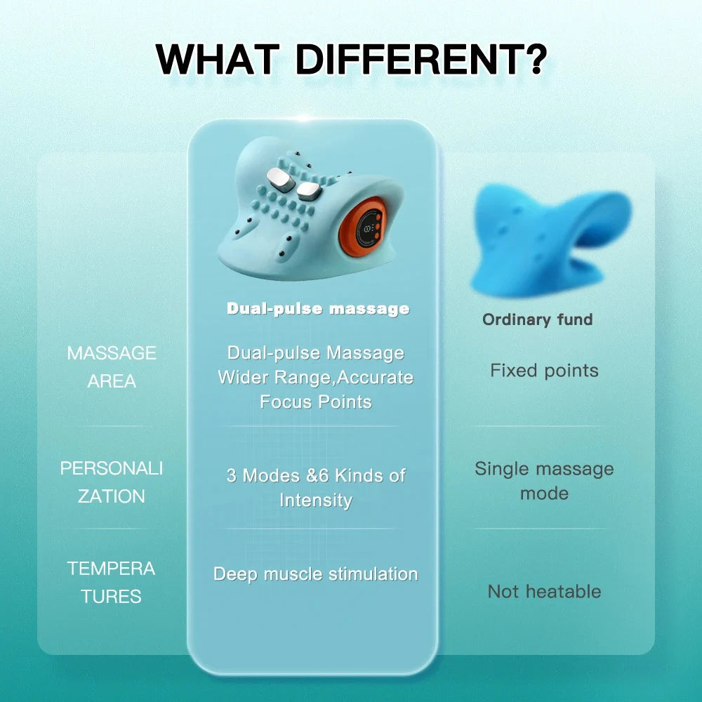 Electric Neck Massager Cervical Pillow EMS Traction Pulse Heating Vibration Massage Spine Support Muscle Relaxation Relieve Pain