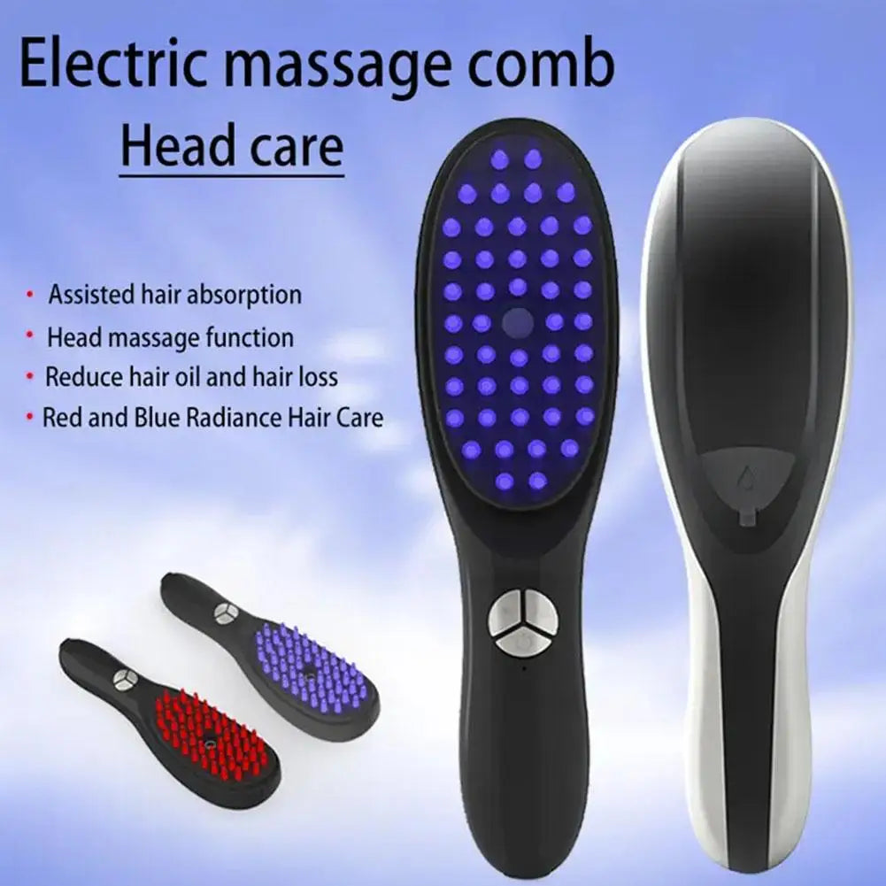 Electric Massage Comb Blue Red Light Vibration Hair Massage Scalp Brush Negative Ion Spray Hair For Growth Massager