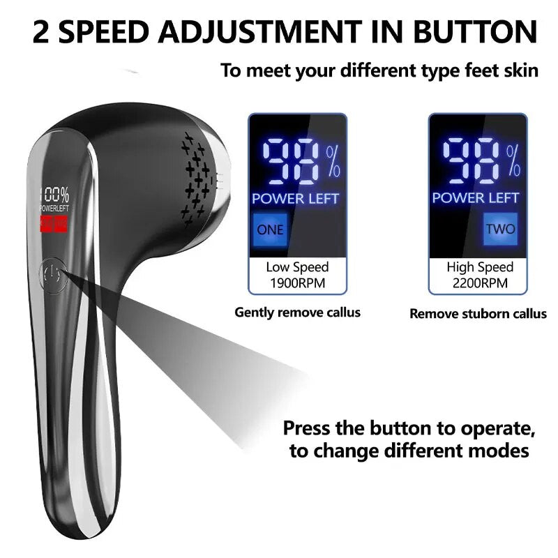 Electric Callus Remover for Feet Rechargeable Waterproof Foot Scrubber with Vacuum Electronic Foot File Pedicure Set with Head